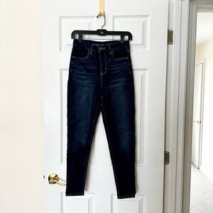 American Eagle High Rise Dark Indigo Jeggings 2 Short